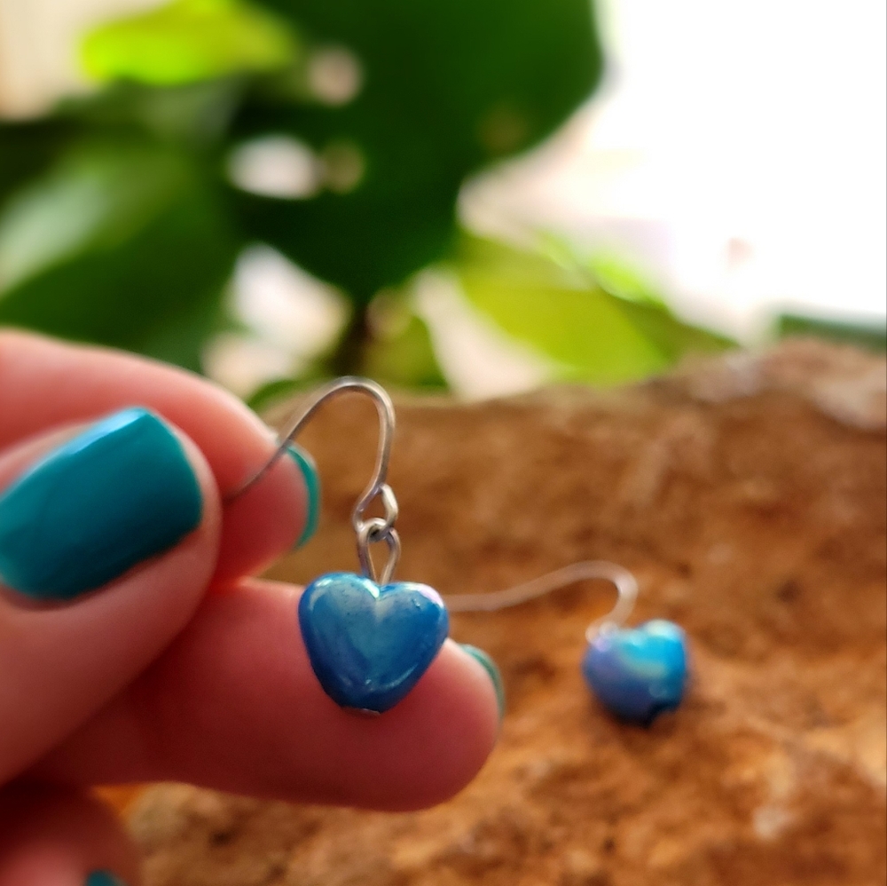 Little Blue Heart Dainty Earrings Fashion Jewelry